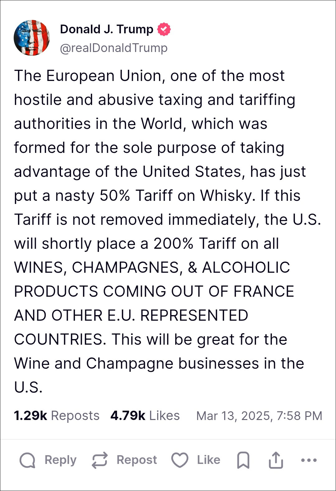 如果特朗普征收关税，安大略省将限制对美国的电力出口，并禁止美国制造的酒精