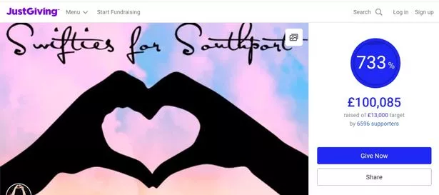 泰勒·斯威夫特的粉丝们在JustGiving网站上为Southport的被刺受害者筹集了超过10万英镑